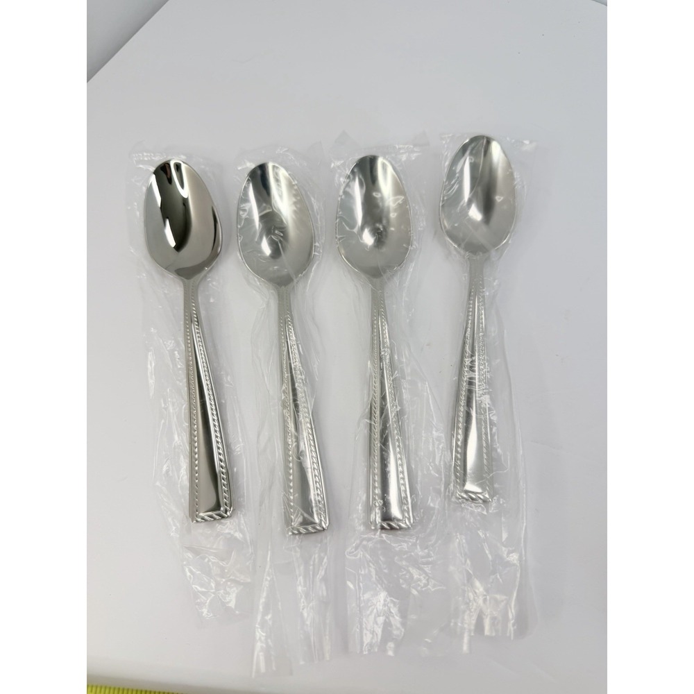 Teaspoons Oneida Flourish 18/10 Stainless Rope Edge 6 1/4" Set 4 Unused #3